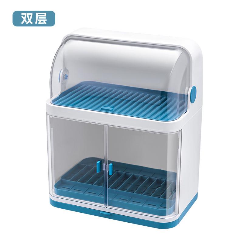 沥水碗碟架厨房餐具滤水碗柜收纳箱带盖多功能可拆双层沥水置物柜