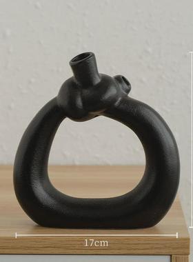 轻奢陶瓷花瓶异型INS风高级感插花瓶奶油风北欧家居玄关饰品摆件