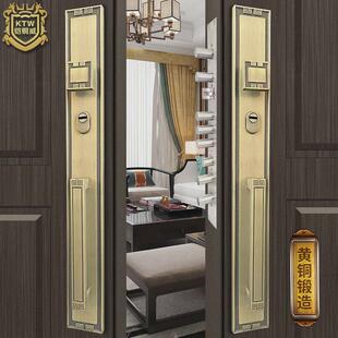 铠铜威黄铜新中式防盗锁别墅对开大门锁铜金属门防盗门入户门锁