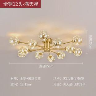 全铜灯饰后现代魔豆客厅网红灯具餐厅卧室主灯简约大气分子灯