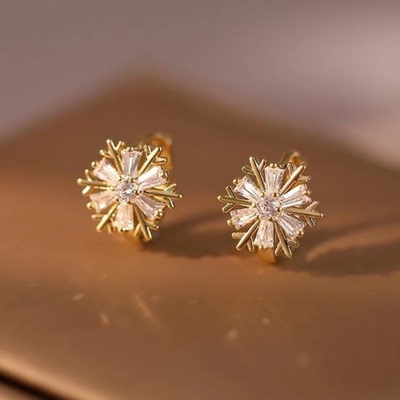 韩式高级感雪花耳扣女小巧精致