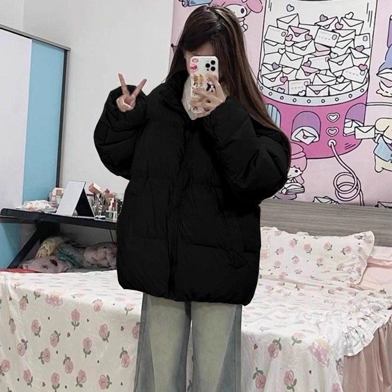 2025新款黑色韩系显瘦羽绒服保暖