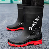 钓鱼外卖成人水鞋 夏季 中筒耐磨防水雨靴德系防滑加厚胶鞋 男款 雨鞋