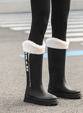 高筒雨鞋雨靴水鞋女防水防滑不累脚时尚外穿加绒徒步水靴冬天耐磨