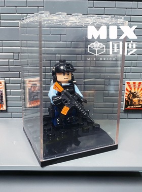 MIX国度港警PTU机动第三方益智拼装盒装积木作战小队车装饰人公仔