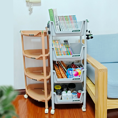 欧缇宣可移动书架置物架带轮零食柜家用玩具厨房卫生间三角脸盆架