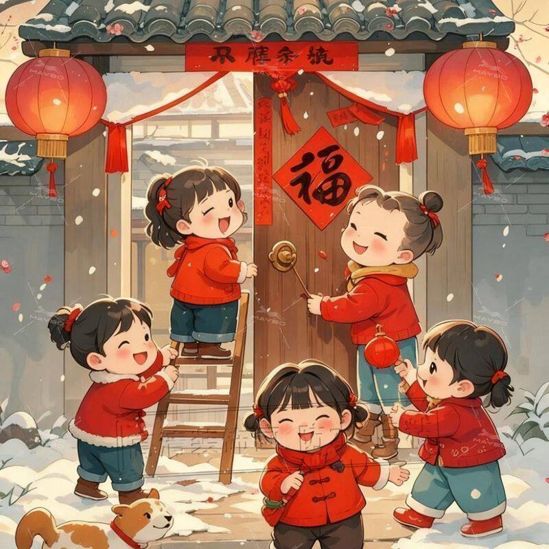 新年过年喜庆节日福娃海