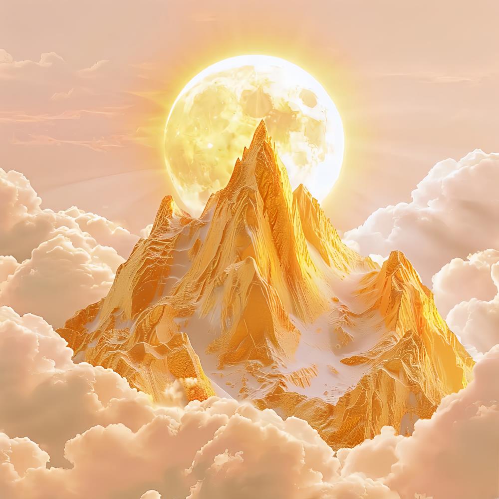 爆款日照金山墙贴纸财运