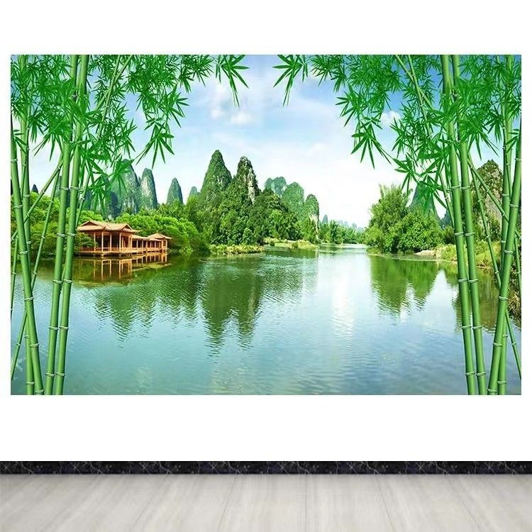 山水风景画客厅卧室墙贴