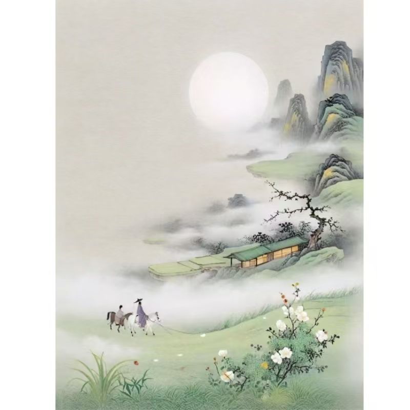 防水贴画中国风世外山景