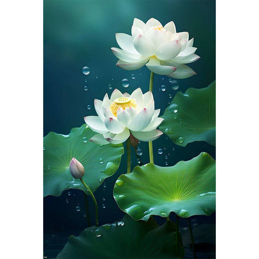 荷花图卫生间贴画自粘厕