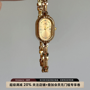 B.treasure中古手链表小巧复古小金表椭圆形轻奢文艺时尚款石英表