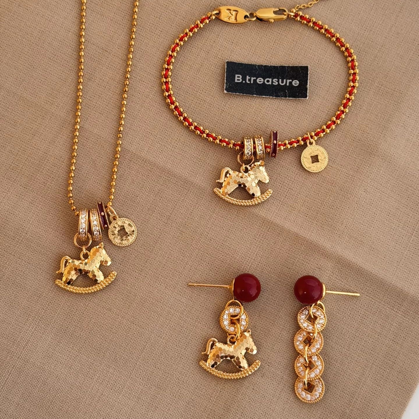 B.treasure 2026年新款轻奢小众设计感高级耳饰手链项链新年套装