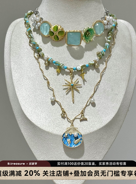B.treasure贝壳锁骨链三件套女