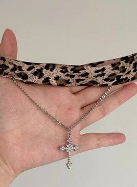 B.treasure十字豹纹项链小众饰品中古饰品Vintage复古项链菲比