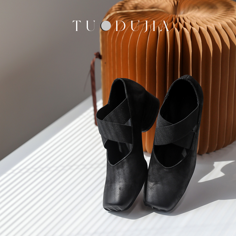 脱毒家复古真皮芭蕾舞鞋