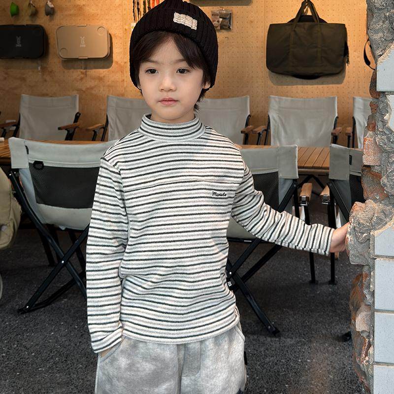 年终清仓  米修叻男童条纹打底衫秋冬款宝宝冬季发热半高领T恤,童装/婴儿装/亲子装,T恤,淘宝优惠券,粉丝福利购,淘宝优惠卷