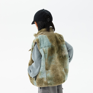 年终清仓  米修叻男童扎染羊羔毛马甲童装宝宝秋冬加厚夹棉外套