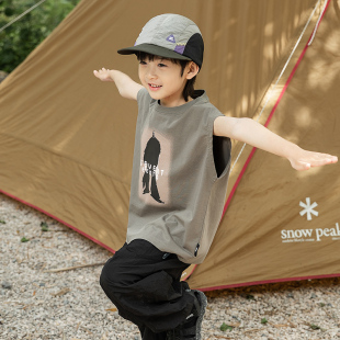 运动透气无袖 米修叻 男童冰感棉混纺背心喷色印花薄款 新款 夏季