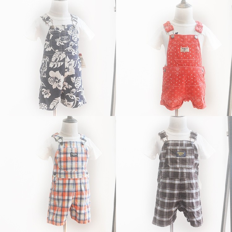 夏季oshkosh男女童装纯棉婴儿背带裤连身衣爬服连体裤包邮 0-2岁