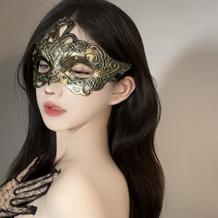 成人半脸男女半脸面具仿古罗马皇冠面罩假面舞会派对演出复古道具