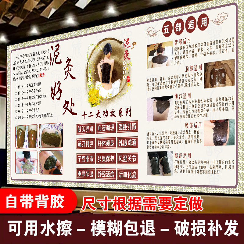 中药泥灸的好处泥灸的功效中医养生馆装饰画中药热敷海报泥灸功效图片