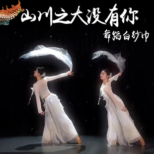 舞蹈白纱巾山川之大没有你透明轻薄白色丝巾海底古典舞跳舞手抛纱