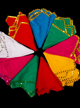 绵绸舞蹈考级八角巾 儿童跳舞手绢花可拍一对 东北秧歌二人转手绢