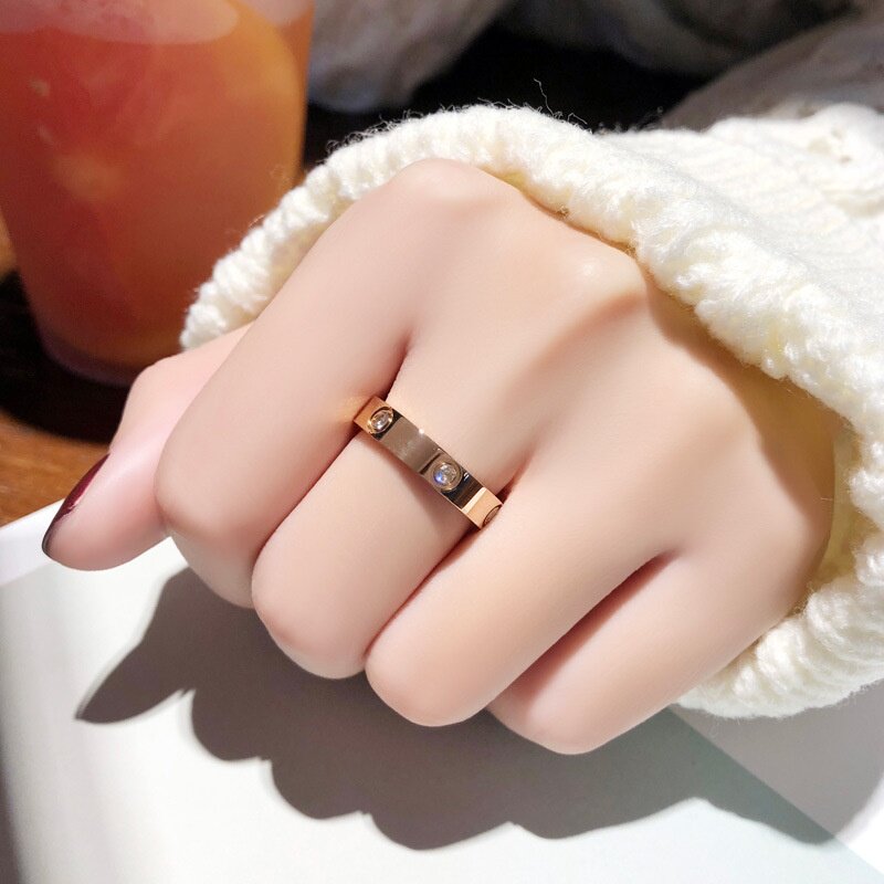 经典六钻戒指男女情侣对戒一对钻戒求婚订婚结婚戒18K玫瑰金高级