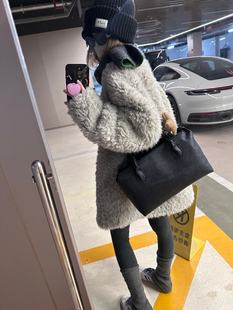 米灰色微卷毛 弯刀袖仿托卡环保皮草外套 加厚超软糯保暖大衣女