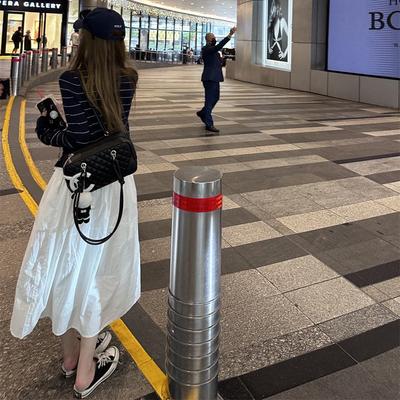 100%棉“文艺巴洛克”肤感纸皱工艺u领A字白色连衣裙 不易皱