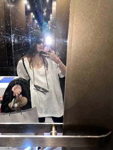 100%水洗竹节棉 露锁骨大U领宽松显瘦纯色白色短袖T恤女 不缩水