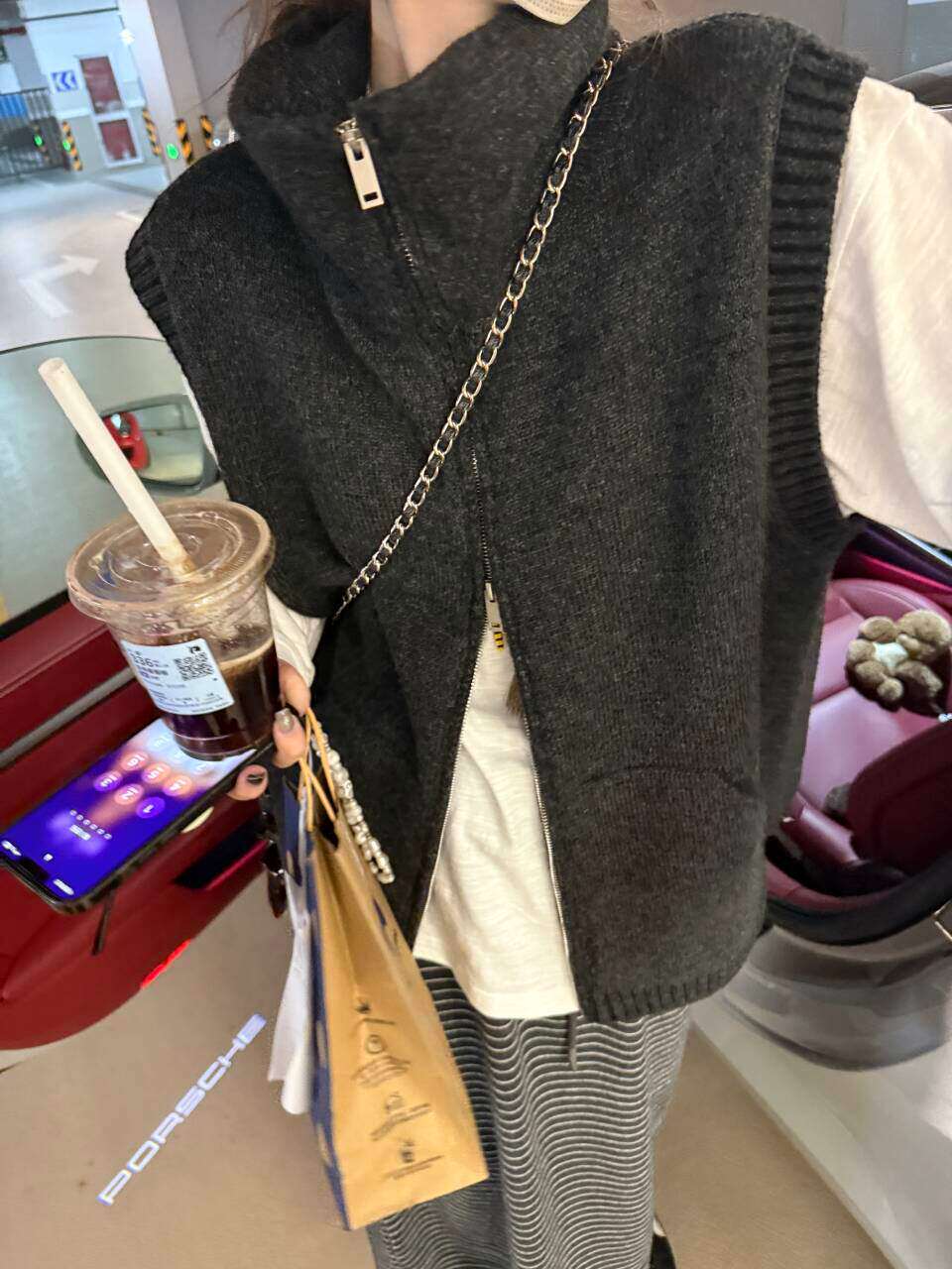 内搭外穿”神器复古松弛老钱双开拉链立领翻领两穿羊毛马甲背心