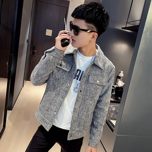 秋季男外套ins网红社会小伙纯色夹克 A343-JK53-P100 控125 灰图片
