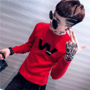 社会小伙修身小码潮男毛衣潮流针织衫毛线衣（黑）502-MY06-P68图片