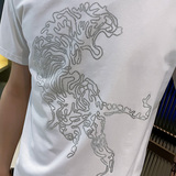 TX256-P45控65夏季短袖T恤衫社会小伙修身烫钻半袖tee潮白色，男装T恤，电商A343