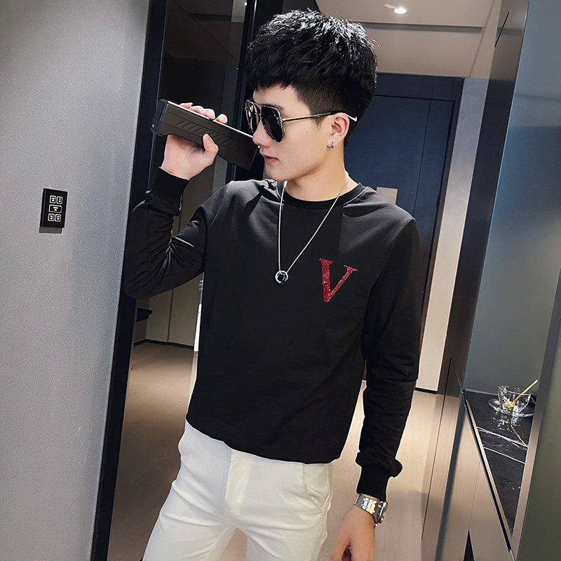 WY87秋装社会精神小伙修身卫衣男套头衫黑,男装卫衣,电商A343