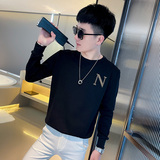 WY73秋装社会精神小伙修身卫衣男套头衫黑1，男装卫衣，电商A343