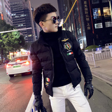 社会小伙立领ins棉衣外套修身刺绣棉服A343-CF40-P128控158白色，男装棉衣，电商A343