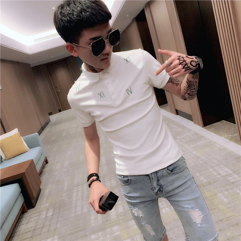 男士修身短袖POLO衫男韩版半袖A343-PL23-P45（黑）,男装Polo衫,电商A343