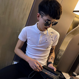 2021夏款社会精神小伙短袖POLO衫男潮流A343-PL33-P45(黑)，男装Polo衫，电商A343