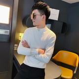 社会小伙领口刺绣织加厚半高领毛线衣男潮A343-MY92-P75黑，男装针织衫/毛衣，电商A343