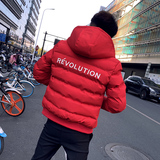 冬装社会小伙连帽棉衣男外套修身棉服黑A343-CF36-P125控155，男装棉衣，电商A343