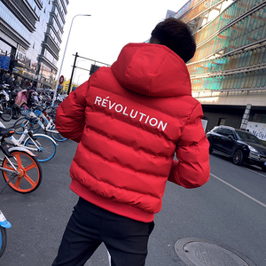 冬装社会小伙连帽棉衣男外套修身棉服 黑 A343-CF36-P125 控155图片