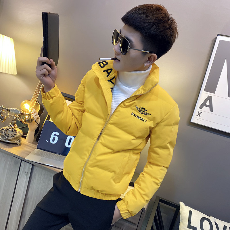 社会小伙立领ins棉衣外套修身刺绣棉服A343-CF41-P128控158黑,男装棉衣,电商A343