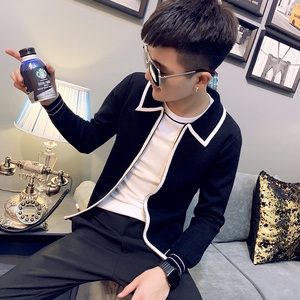 2021秋冬新款社会小伙针织开衫外套男潮 502-MY61-P85 黑 控105图片