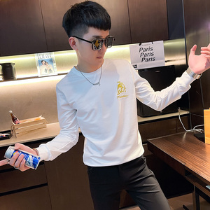 WY72 秋装社会精神小伙修身卫衣男套头衫 黑1图片
