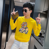 WY79秋装社会精神小伙修身卫衣男套头衫黄，男装卫衣，电商A343