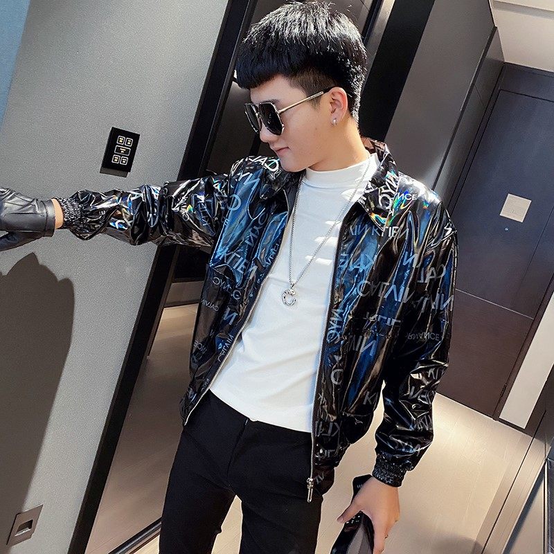 2021秋冬新款社会小伙修身翻领夹克外套A343-J黑，男装夹克，电商A343