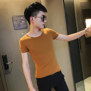 TX205-P25 控45 纯色短袖T恤衫社会小伙半袖修身tee 红图片